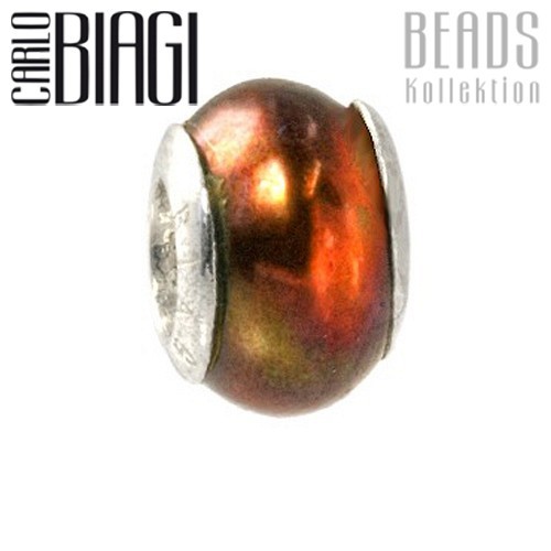 Carlo Biagi Bead Perle braun Silber European Beads BBSP04