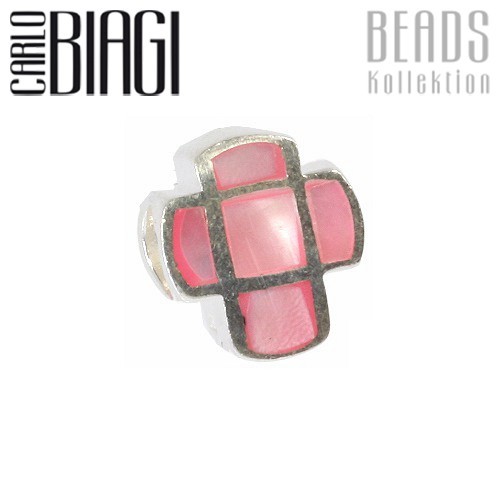 Carlo Biagi Bead Kreuz rosa Silber European Beads BBST03
