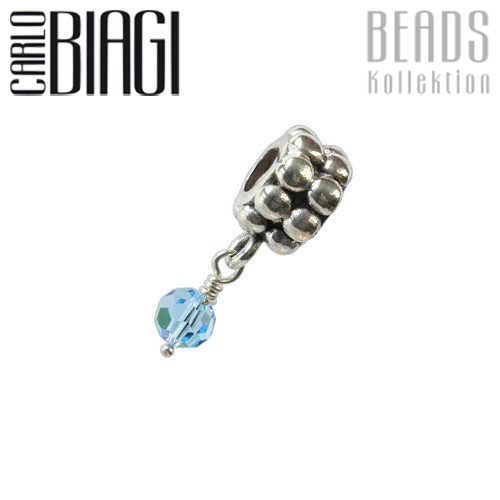 Carlo Biagi Dangle Bead Aqua Silber European Beads BDBB03