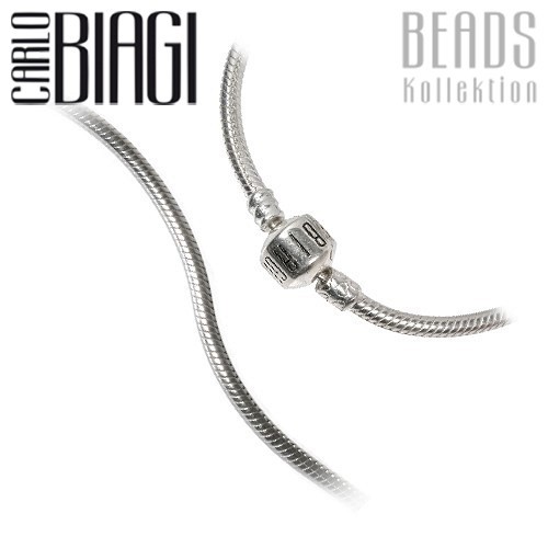 Carlo Biagi 16cm Clip Logo Bead Armband Silber mit extra Clip BRCS16
