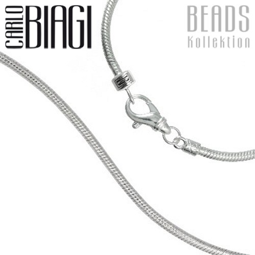 Carlo Biagi 17cm Karabiner Bead Armband Silber und extra 925 Clip BRLS17