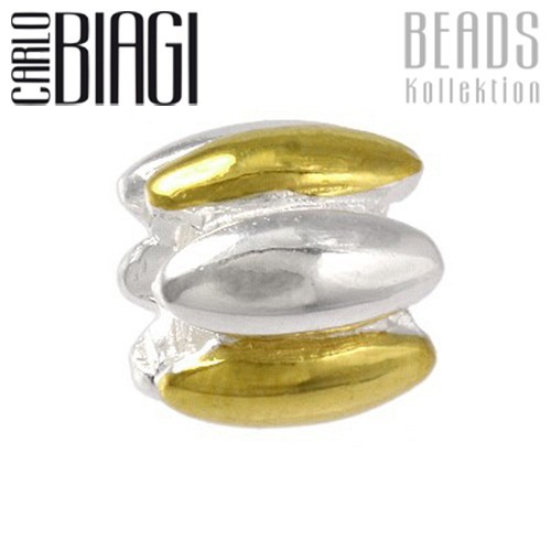 Carlo Biagi Bead oval 925 Bicolor European Beads BTT02