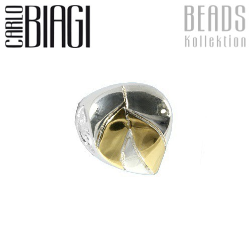 Carlo Biagi Bead Blatt 925 Bicolor European Beads BTT04