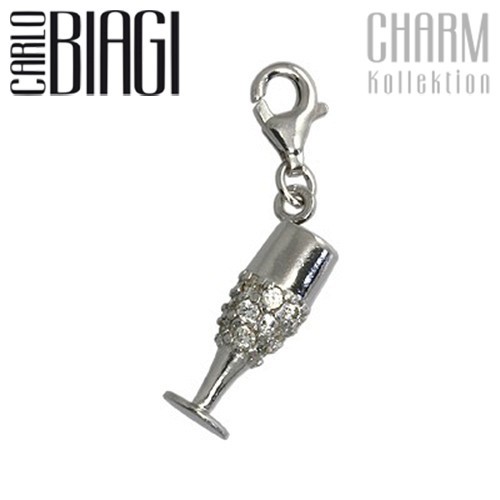 Carlo Biagi Charm Anhänger Champagner Glas 925 CSCZ11C