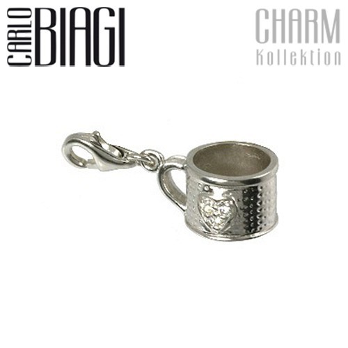 Carlo Biagi Charm Anhänger Herz Tasse 925 Silber CSCZ15C