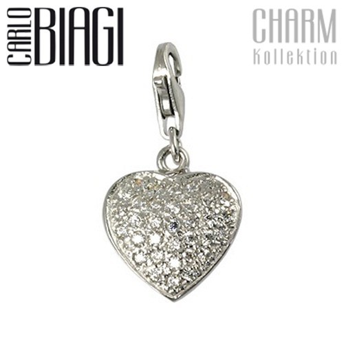 Carlo Biagi Charm Anhänger Herz weiß 925 Silber CSCZS02C