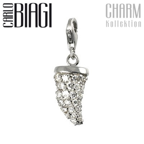 Carlo Biagi Charm Anhänger Horn weiß 925 Silber CSCZS03C