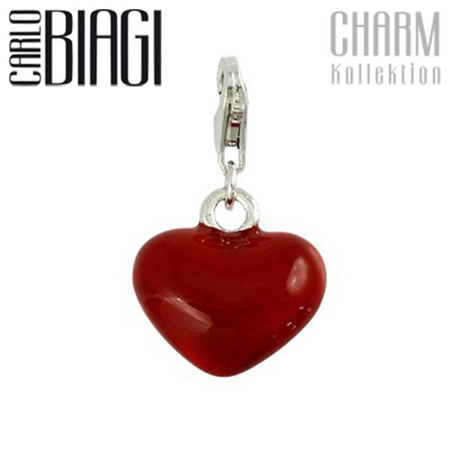 Carlo Biagi Charm Anhänger Herz rot 925 Silber CSES03R