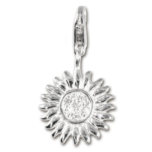 SilberDream 925 Charm Sonne weiß Armband Anhänger FC223W