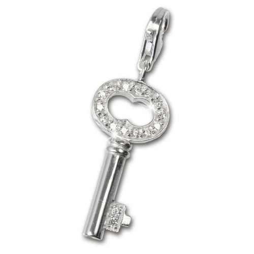 SilberDream 925 Charm Schlüssel weiß Armband Anhänger FC241W