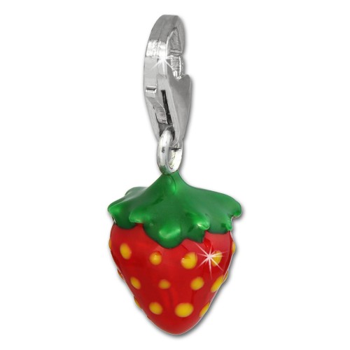 SilberDream 925 Charm Erdbeere Emaille Armband Anhänger FC3022R