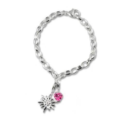SilberDream Silber Charm Edelweiss Herz Anhänger Armband FCA003