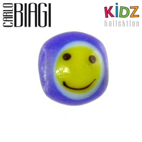Carlo Biagi Kidz Glas Bead blau mit Smiley KBGS07