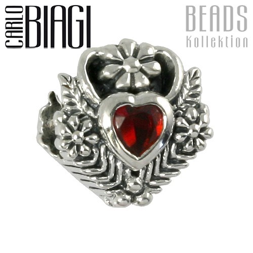 Carlo Biagi Zirkonia Bead Herz European Beads BBSCZS13DR