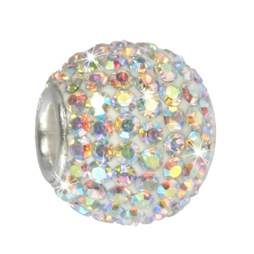 SilberDream Glitzer Bead Swarovski Elements weiß POL Silber GSB101