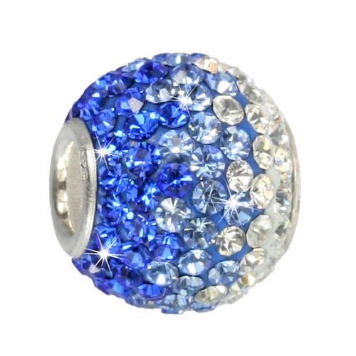SilberDream Glitzer Bead Swarovski Elements blau ICE Silber GSB002