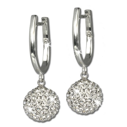SilberDream Glitzer Creole Silber Swarovski Elements weiß GSO204