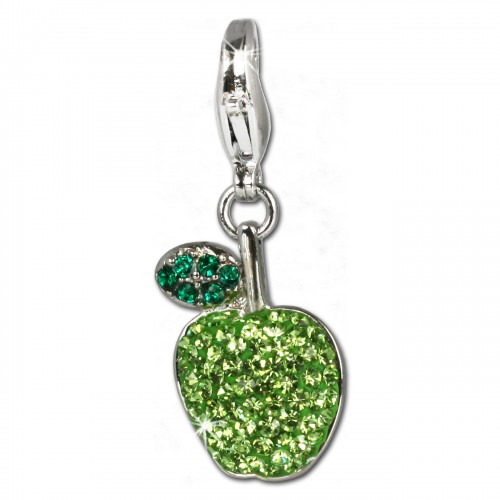 SilberDream Glitzer Charm Apfel Swarovski Elements grün 925 GSC201