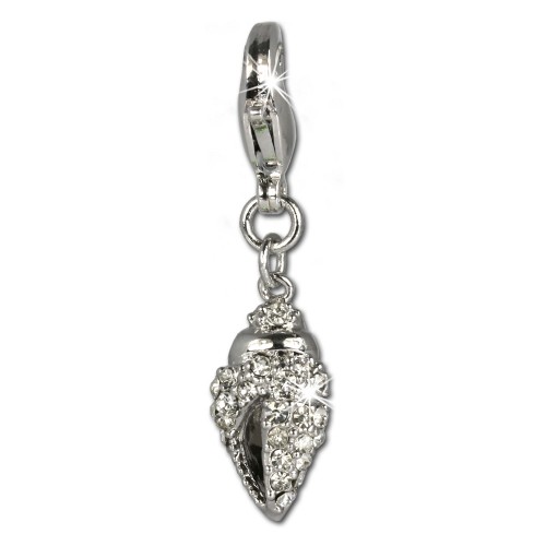 SilberDream Glitzer Charm Muschel Swarovski Elements weiss GSC202