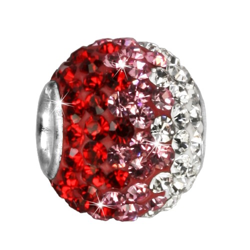 SilberDream Glitzer Bead Swarovski Elements rot ICE Silber GSB005