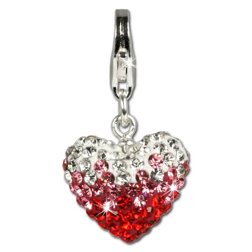 SilberDream Glitzer Charm Herz Swarovski Elements rot ICE GSC002