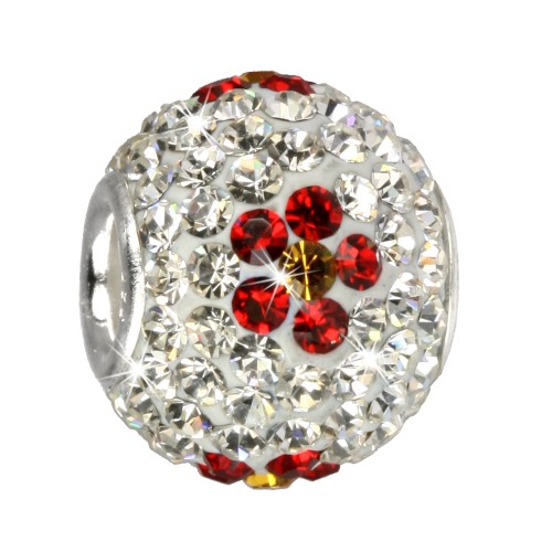 SilberDream Glitzer Bead Swarovski Elements weiß Flower 925 GSB301