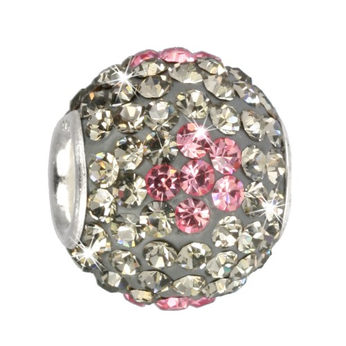 SilberDream Glitzer Bead Swarovski Elements grau Flower 925 GSB302