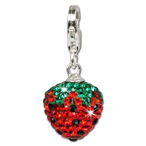 SilberDream Glitzer Charm Erdbeere Swarovski Elements shiny GSC301