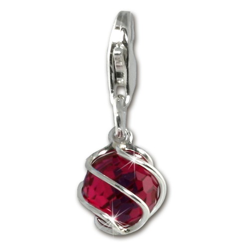 SilberDream 925 Charm Kugel rot Schliff Armband Anhänger FC250A