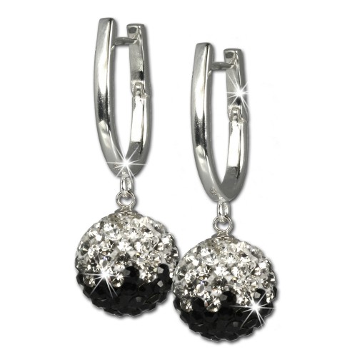 SilberDream Glitzer Creole 925 Swarovski Elements schwarz GSO004