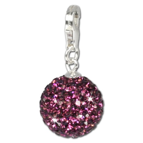 SilberDream Glitzer Charm Kugel lila Swarovski Elements GSC203