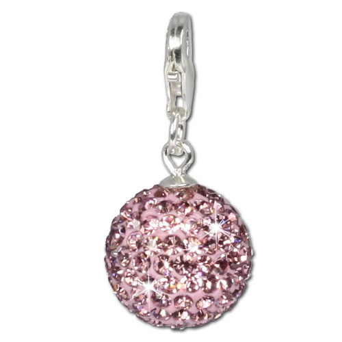 SilberDream Glitzer Charm Kugel flieder Swarovski Elements GSC204