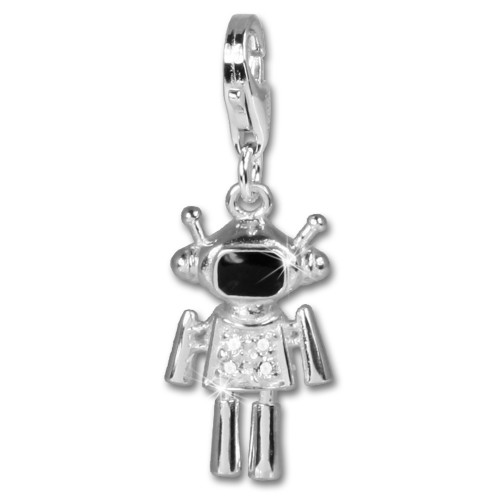 SilberDream 925 Charm Zirkonia Roboter Armband Anhänger FC604