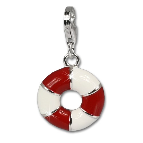SilberDream 925 Charm Schwimmring rotwei Armband Anhänger FC606