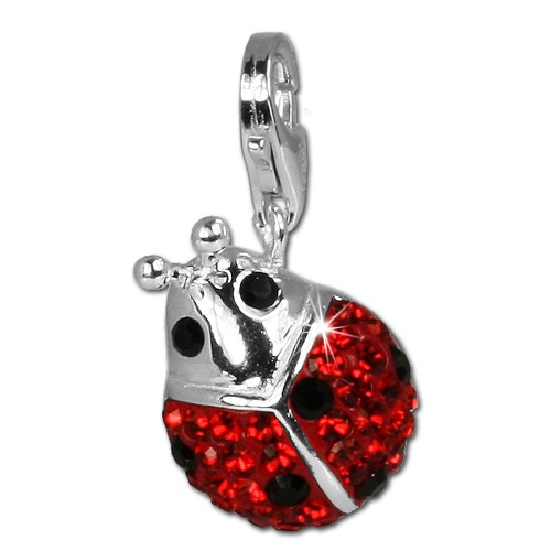 SilberDream Glitzer Charm Marienkäfer Swarovski Elements GSC207