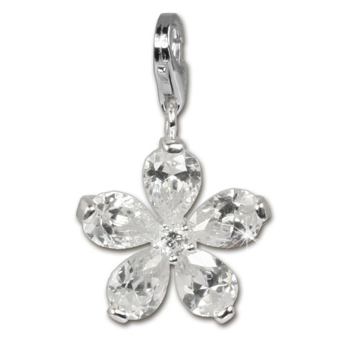 SilberDream 925 Charm Blume weiß Armband Ketten Anhänger FC4117
