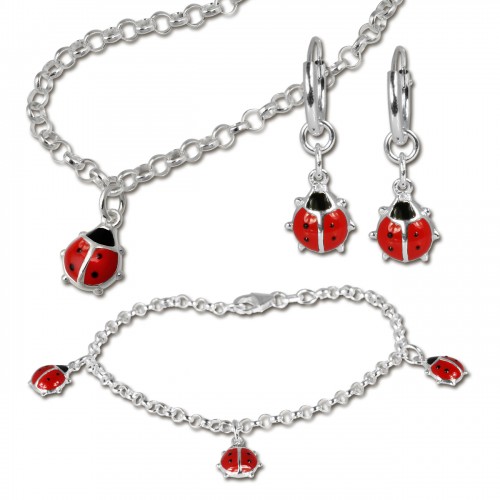 SilberDream Kinder Schmuck Set 925 Silber Marienkäfer SDS15