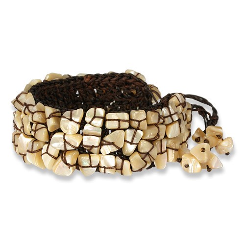 SilberDream Stein Armband Geflecht beige Armreifen SDA016