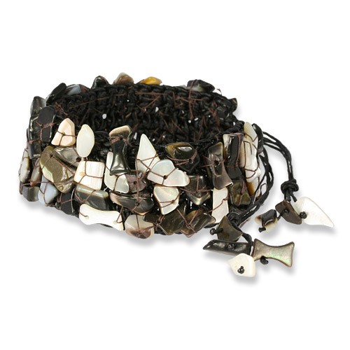 SilberDream Stein Armband Geflecht braun Armreifen SDA020