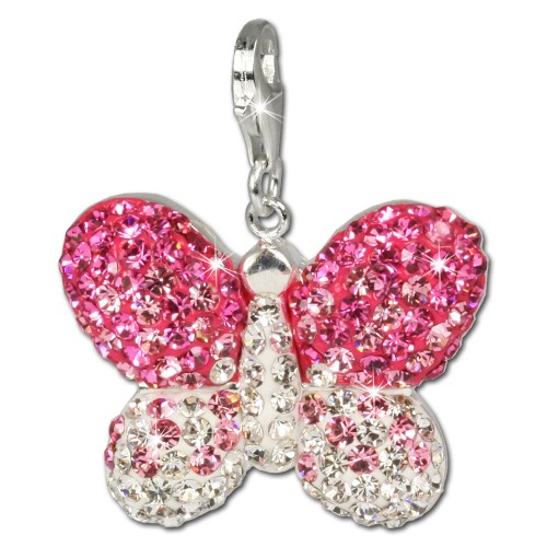 SilberDream Glitzer Charm Schmetterling Swarovski Elements GSC003