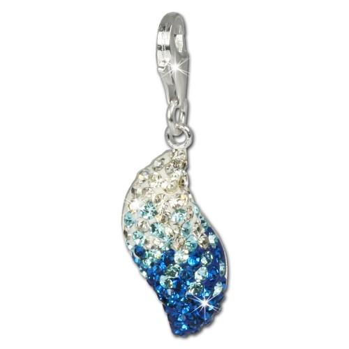 SilberDream Glitzer Charm Welle Swarovski Elements blau ICE GSC004