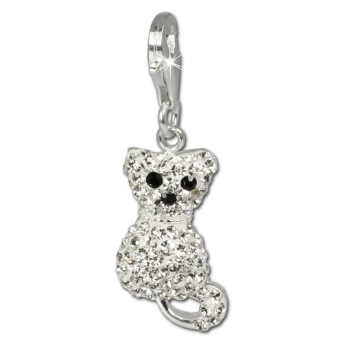 SilberDream Glitzer Charm Katze Swarovski Elements shiny GSC209