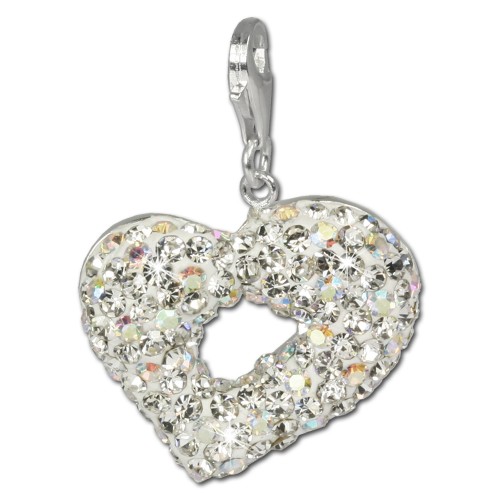 SilberDream Glitzer Charm Herz Swarovski Elements weiß Pol GSC101