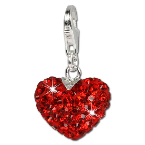 SilberDream Glitzer Charm Feuriges Herz Swarovski Elements GSC304