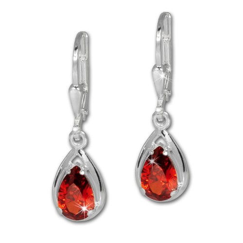 SilberDream Ohrhänger Träne rot Ohrring 925 Silber SDO520R