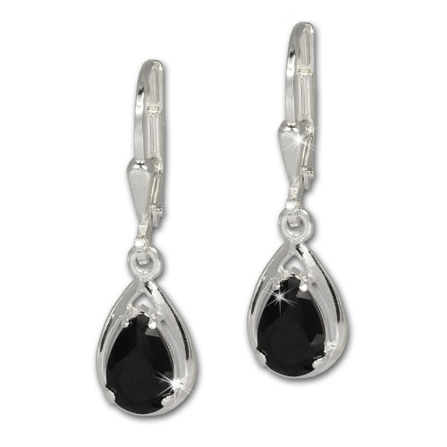 SilberDream Ohrhänger Träne schwarz Ohrring 925 Silber SDO520S