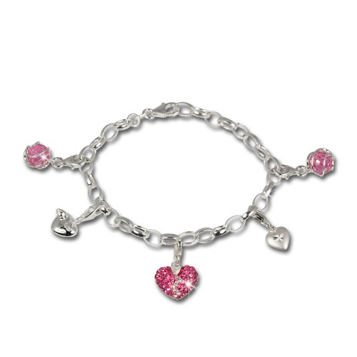 SilberDream 925 Charm Herz rosa Swarovski Elements Armband Set FCA128