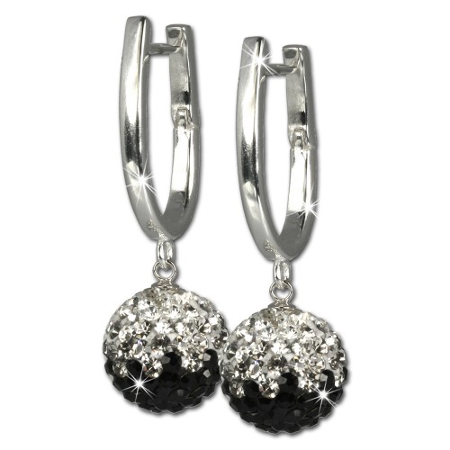 SilberDream Glitzer Creole 925 Swarovski Elements schwarz GSO000