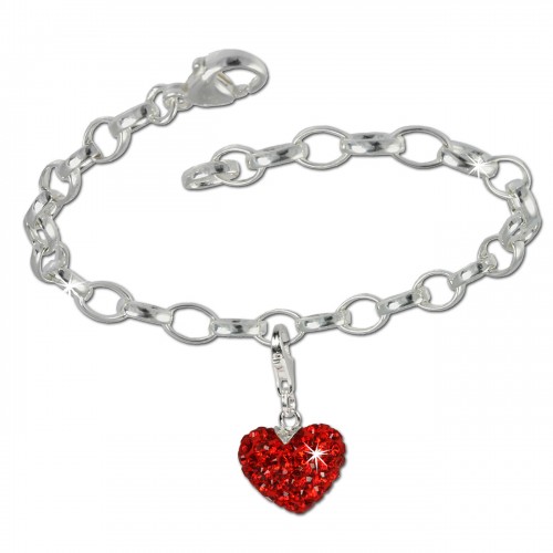 SilberDream 925 Charm Set Liebe rot Swarovski Elements Armband FCA130