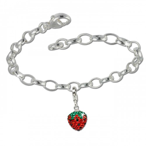 SilberDream 925 Charm Set Erdbeere Swarovski Elements Armband FCA140